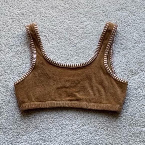 Electric & Rose Tops - Electric & Rose Dion Vintage Terry Bra - Brown Crop Top from Anthropologie